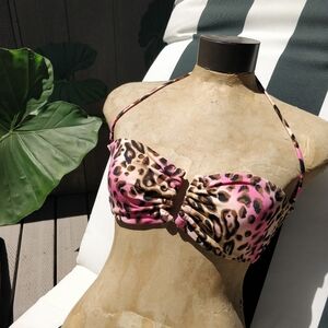 Leopard Print Bandeau Bikini Top